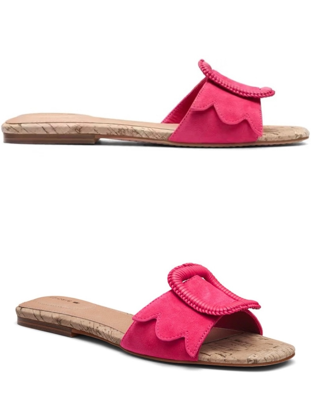 Birdies Pink Scalloped Slide Sandals
